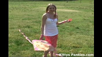 virginal teenager kitty flying her kite