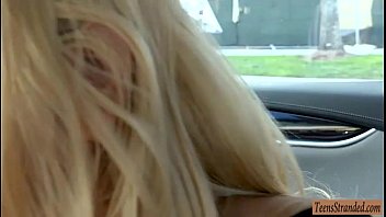Cutie blonde teen babe Uma Jolie hitchhikes and gets banged